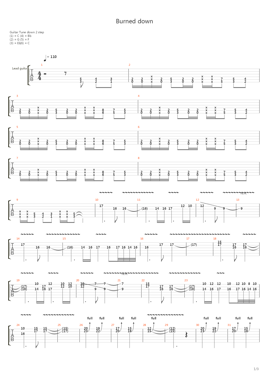 Burned Down吉他谱