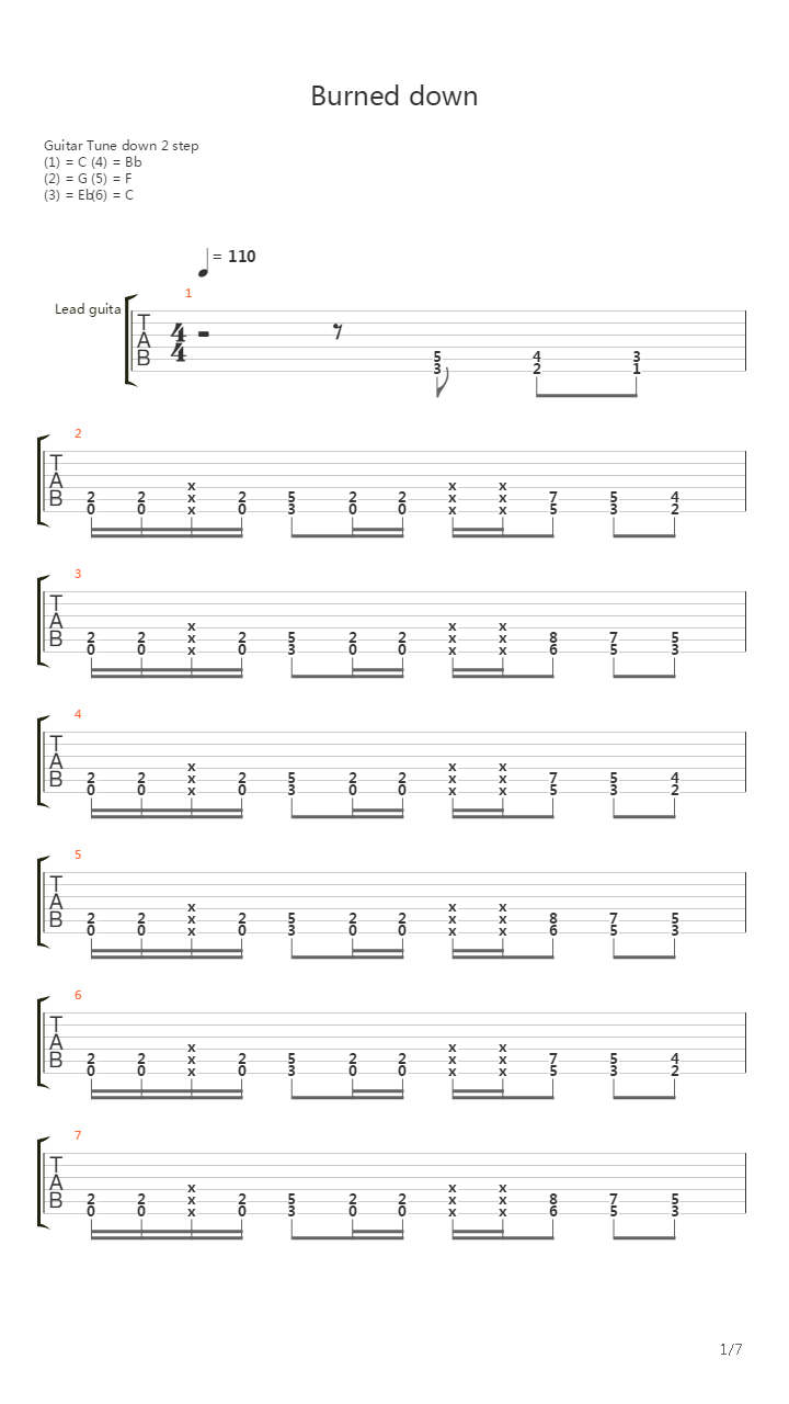 Burned Down吉他谱