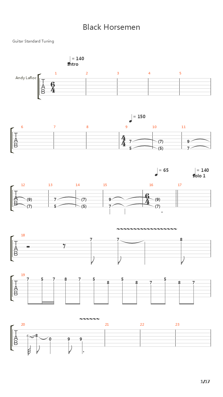 Black Horsemen吉他谱