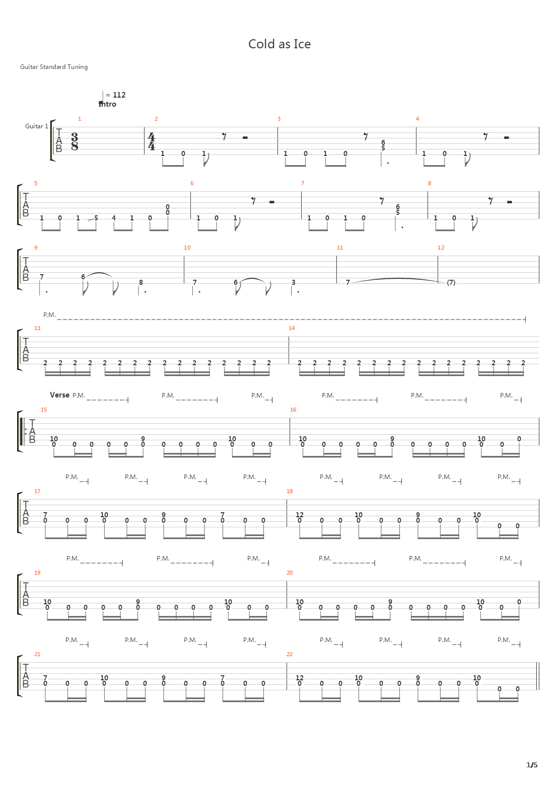 Cold As Ice吉他谱
