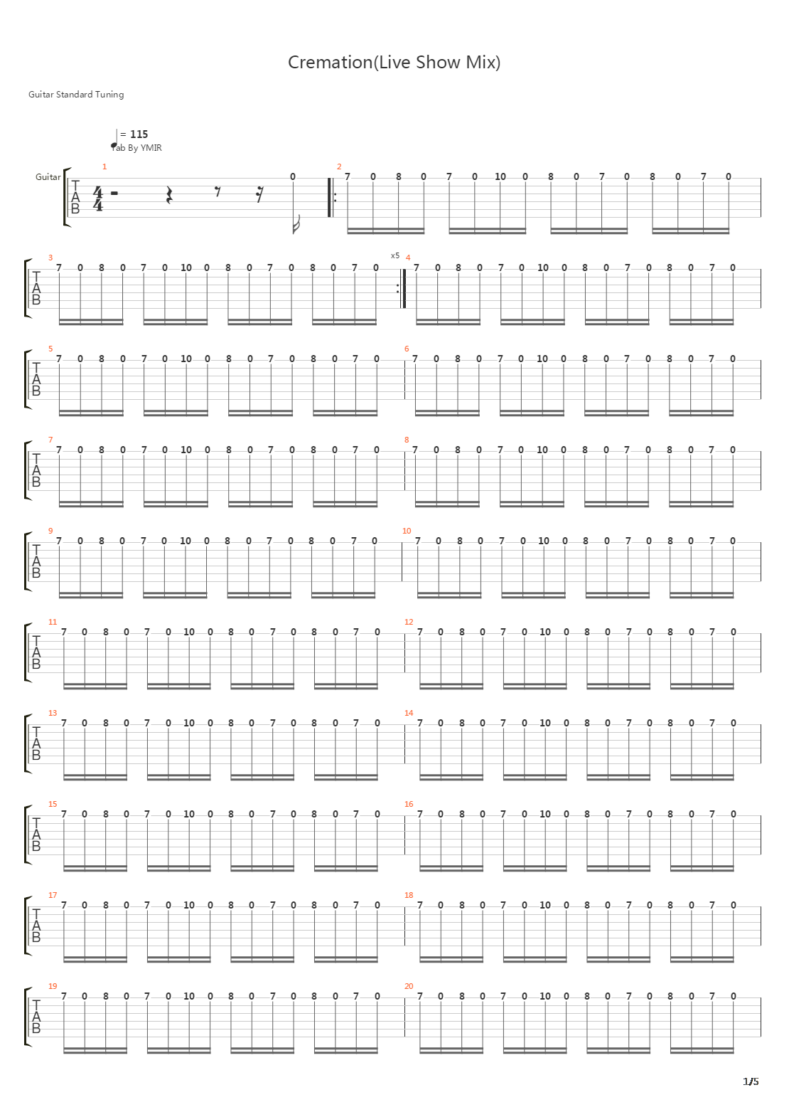 Cremation吉他谱