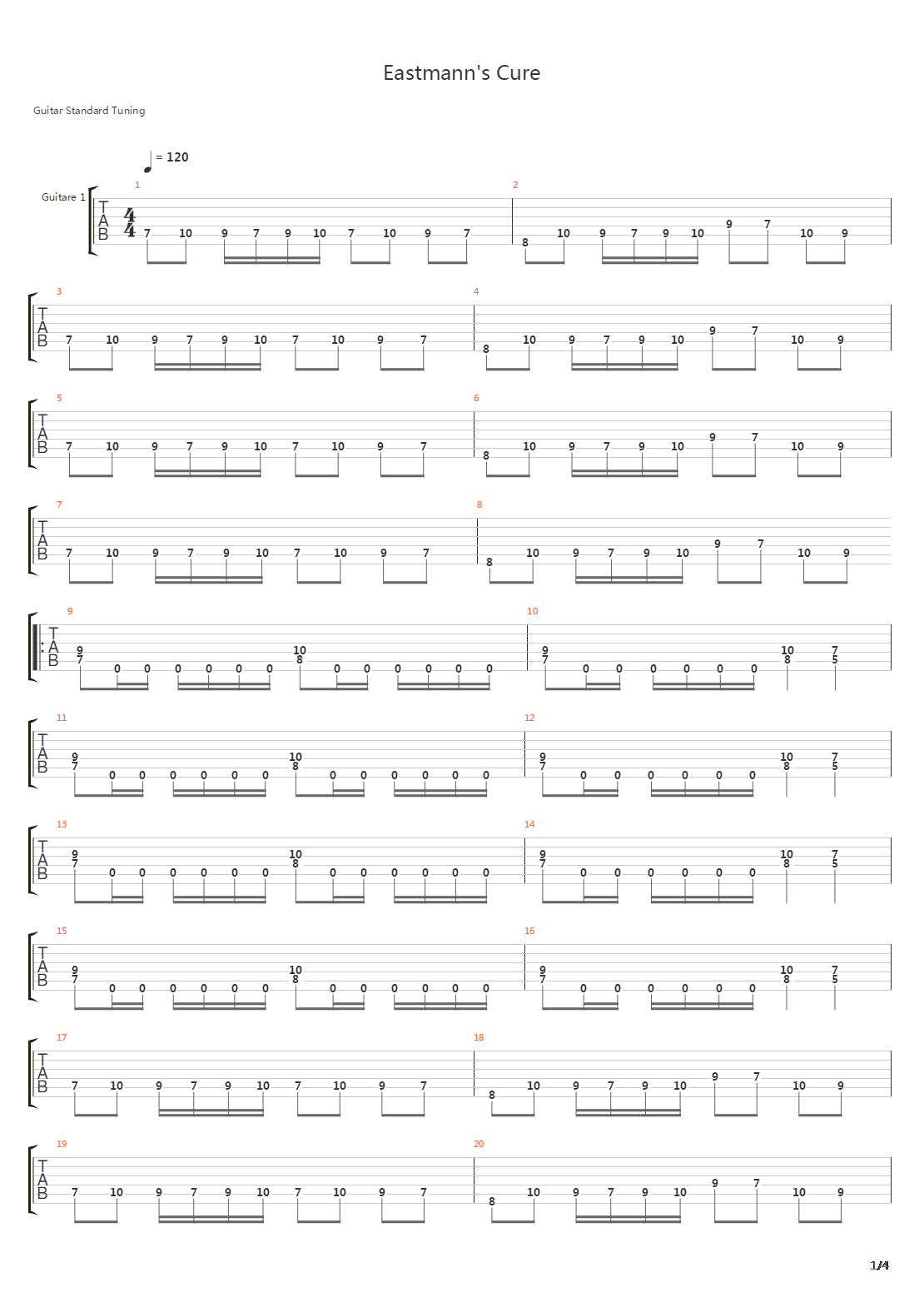 Eastmanns Cure吉他谱