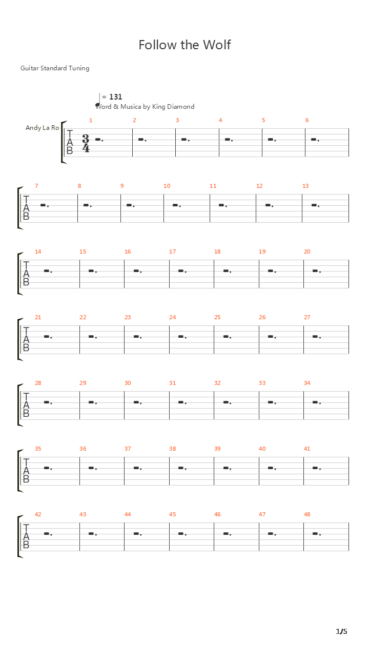 Follow The Wolf吉他谱