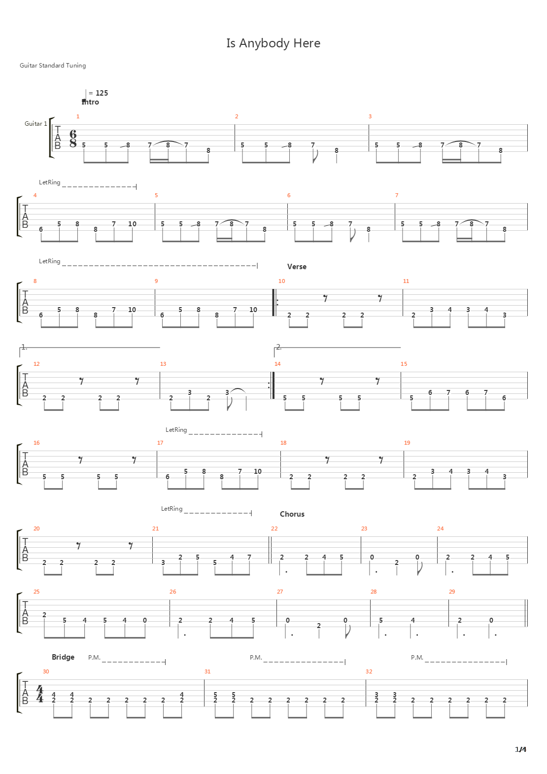 Is Anybody Here吉他谱