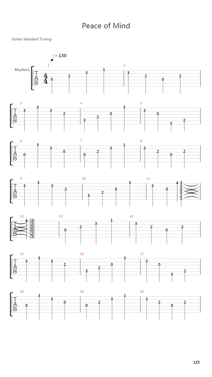 Peace Of Mind吉他谱
