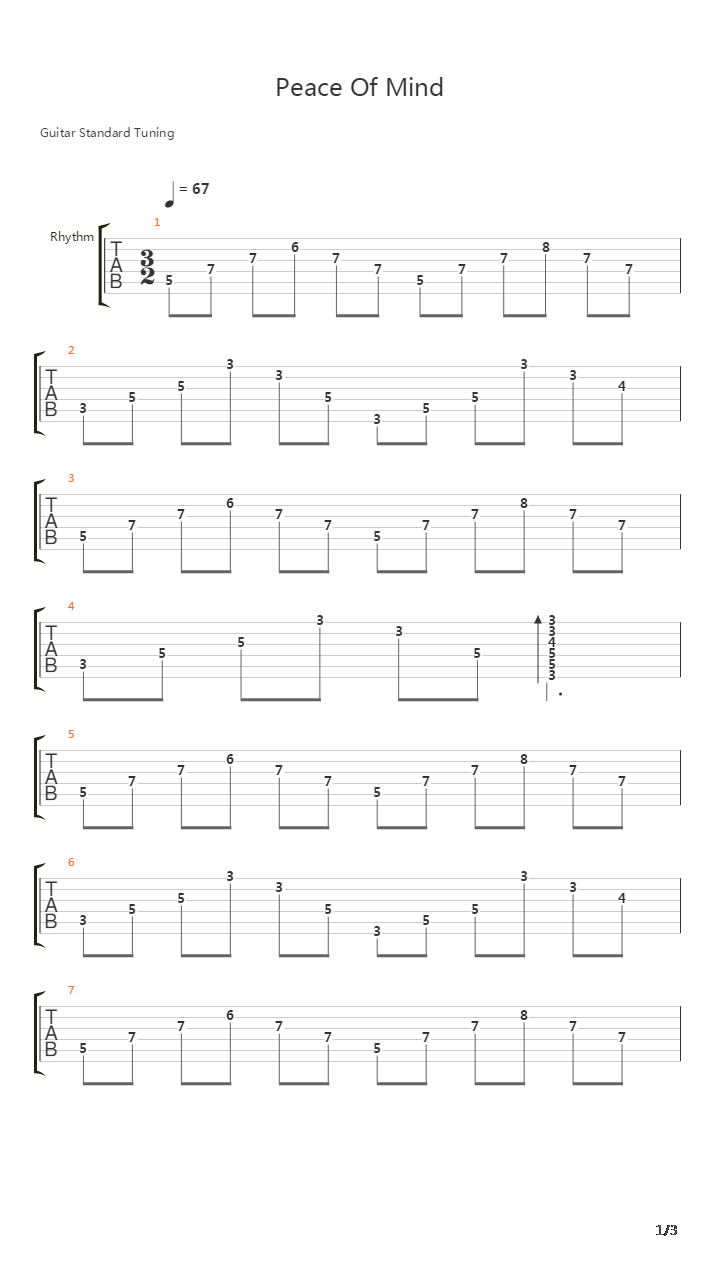 Peace Of Mind吉他谱