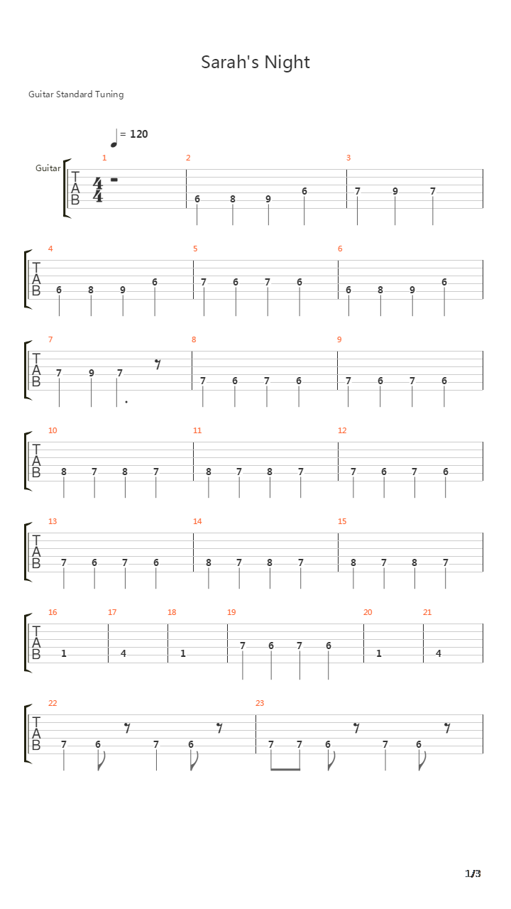 Sarahs Night吉他谱