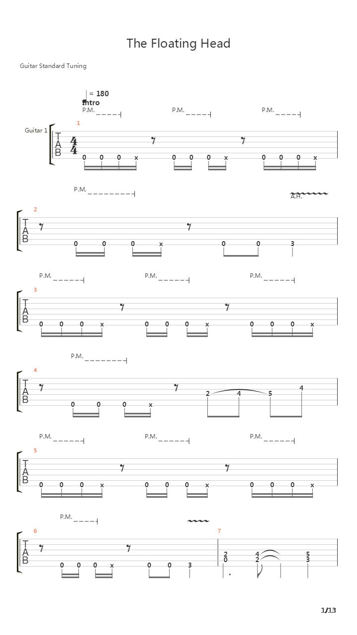 The Floating Head吉他谱
