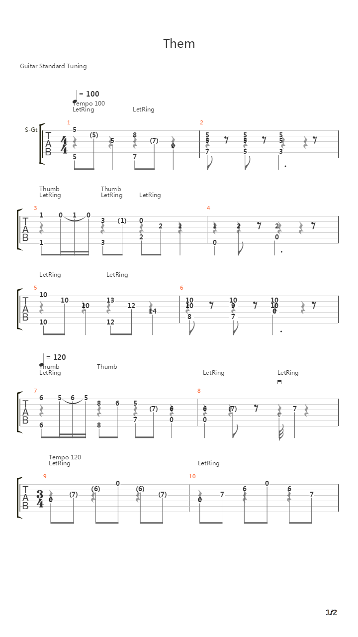 Them吉他谱