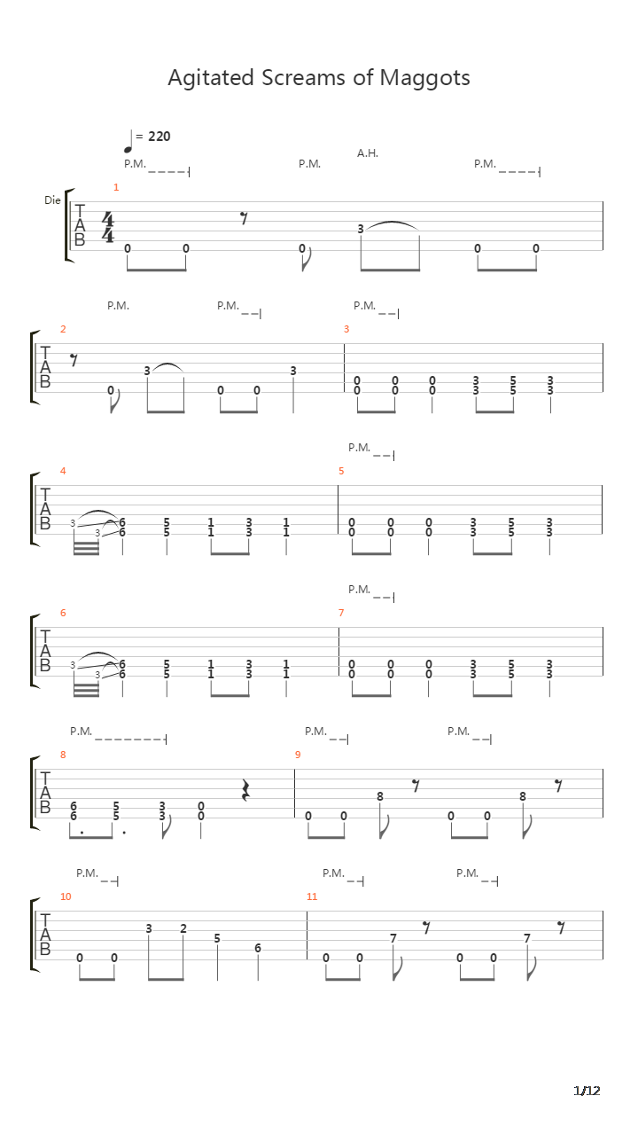 Agitated Screams Of Maggots吉他谱