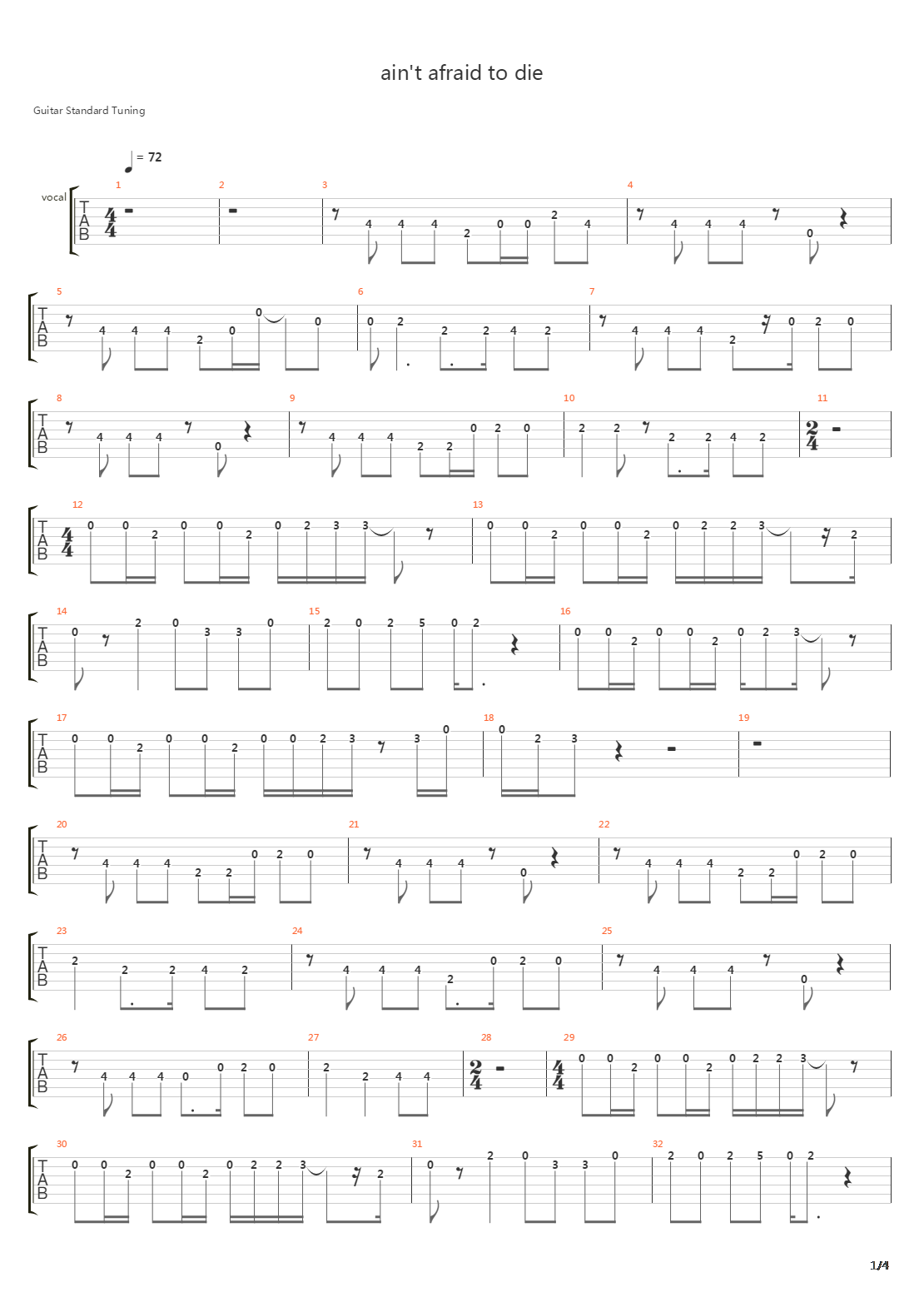 Aint Afaid To Die吉他谱
