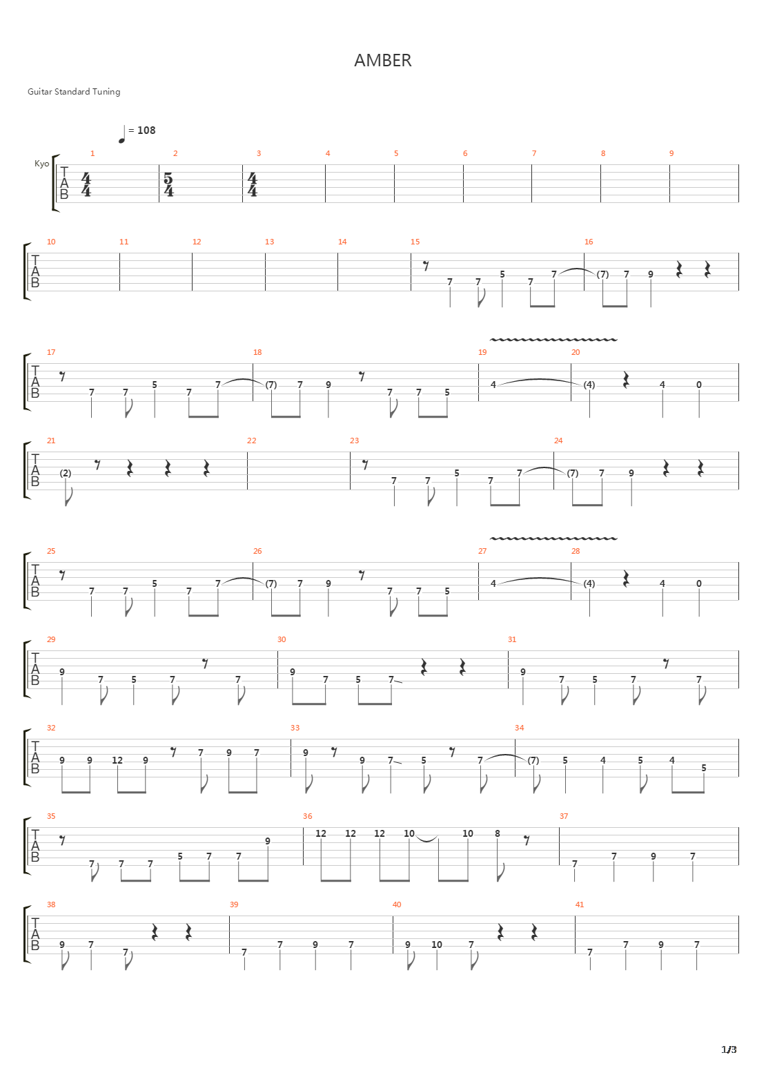 Amber吉他谱