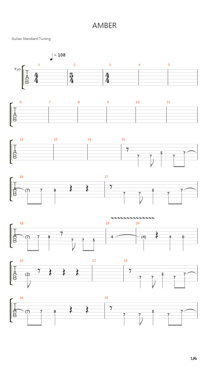 Amber吉他谱