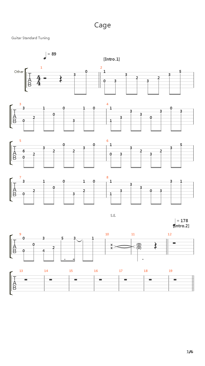 Cage吉他谱
