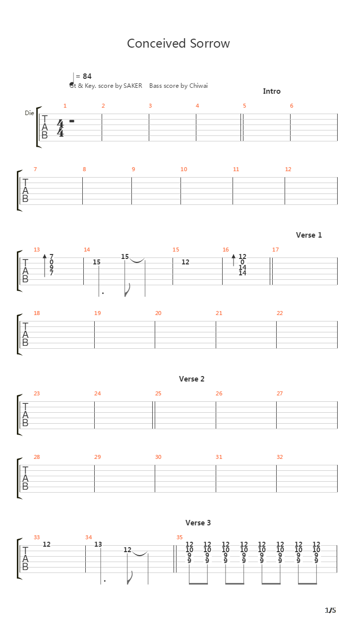 Conceived Sorrow吉他谱