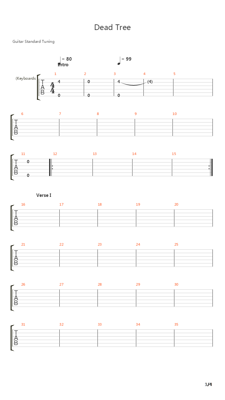 Dead Tree吉他谱