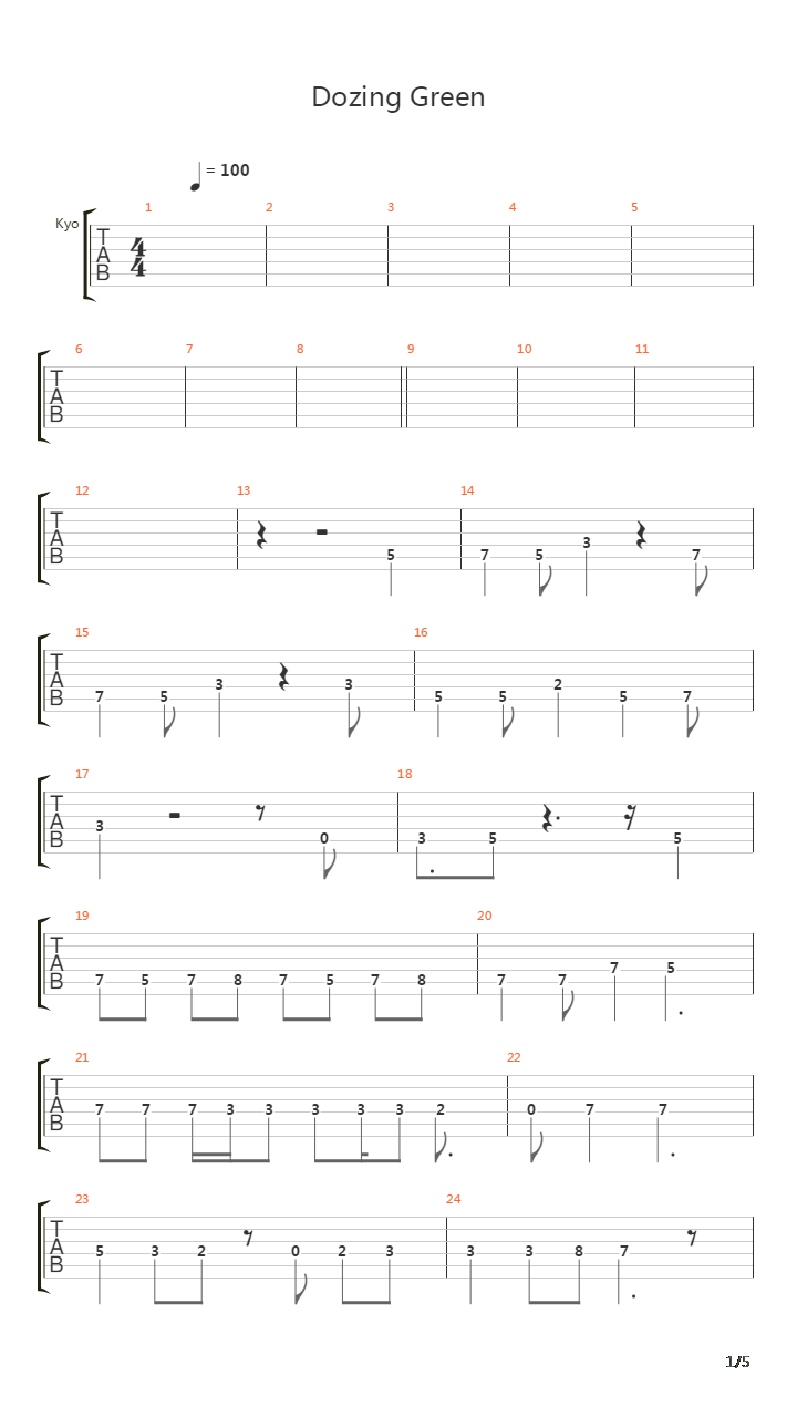 Dozing Green吉他谱