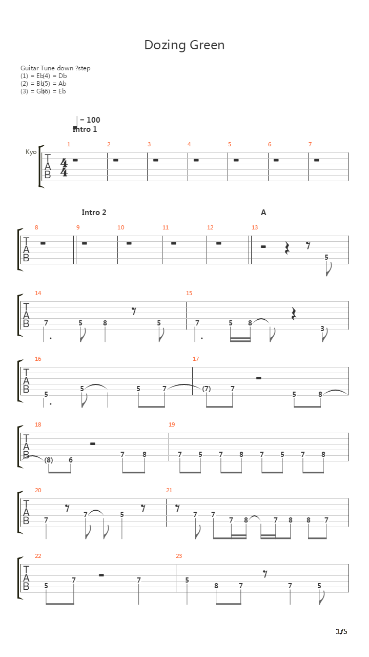 Dozing Green吉他谱