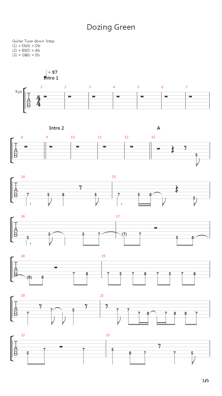 Dozing Green吉他谱