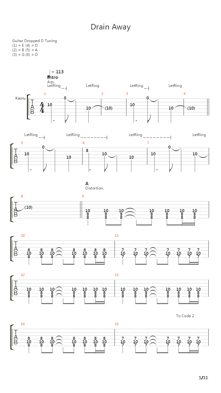 Drain Away吉他谱