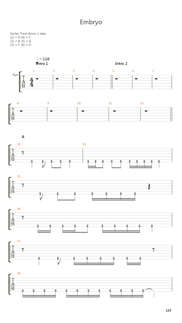 Embryo吉他谱