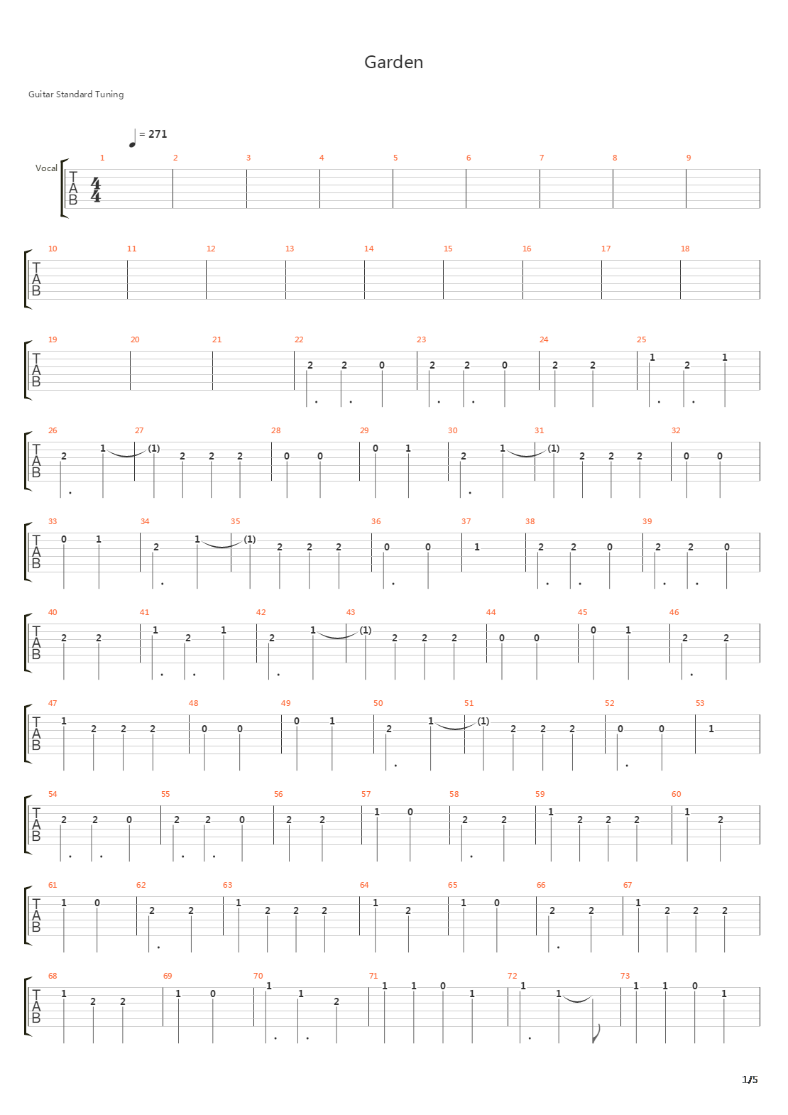 Garden吉他谱
