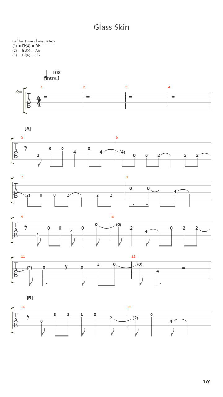 Glass Skin吉他谱