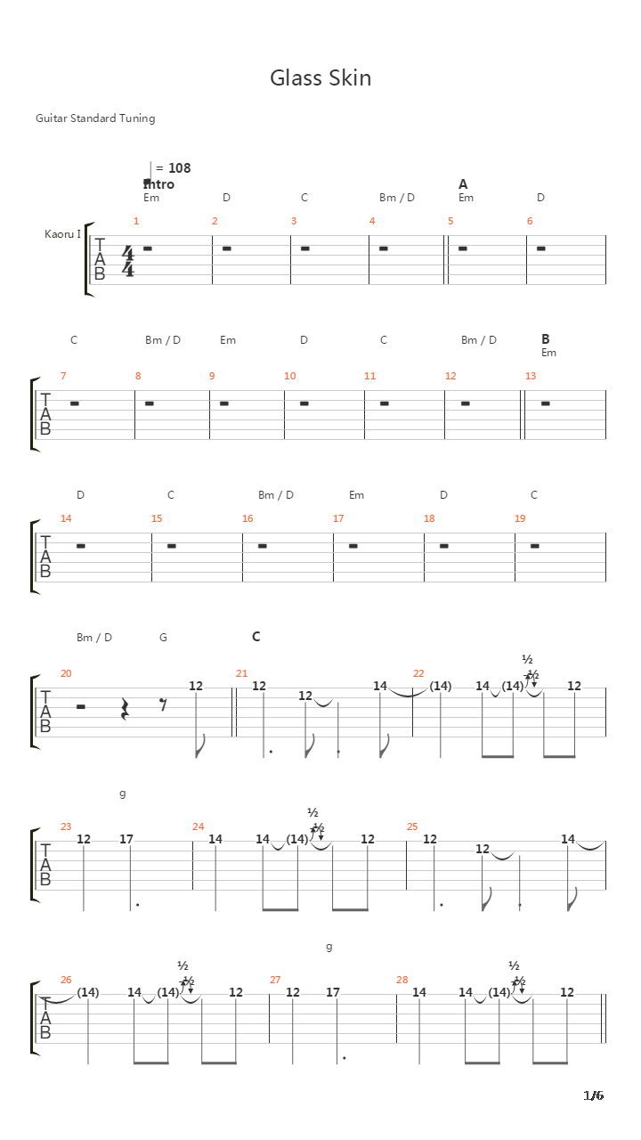 Glass Skin吉他谱