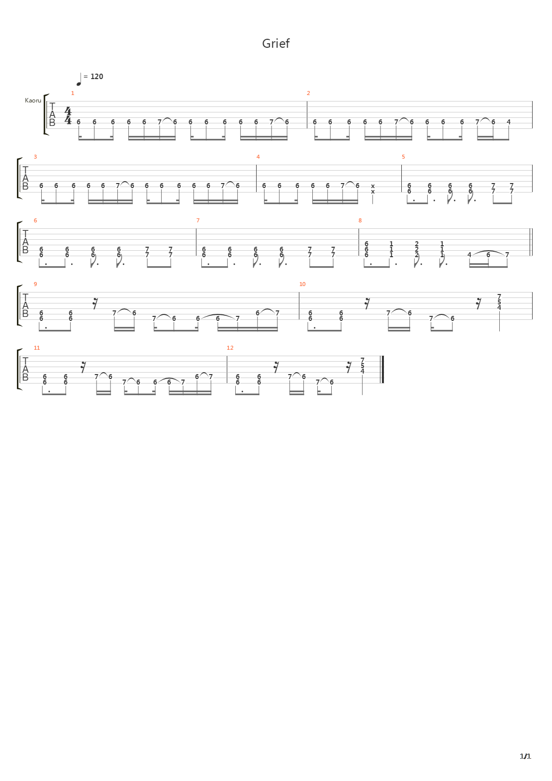 Grief吉他谱