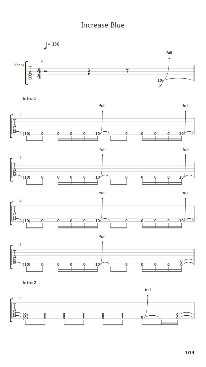 Increase Blue吉他谱