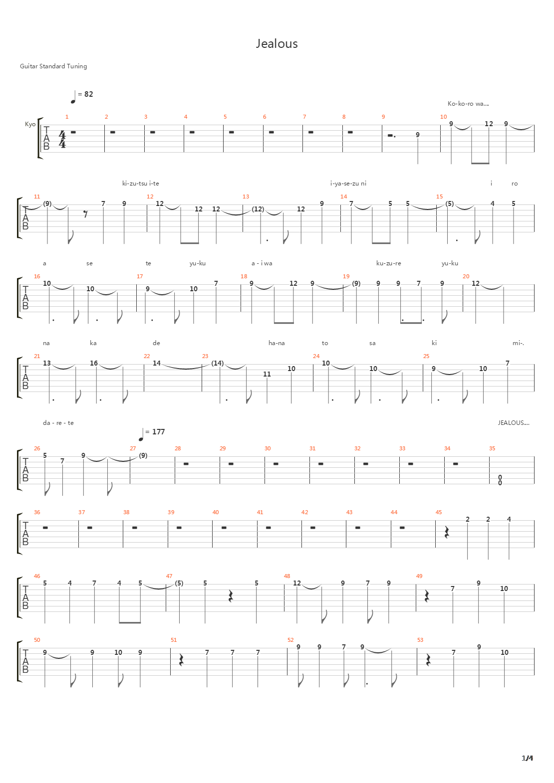 Jealous吉他谱