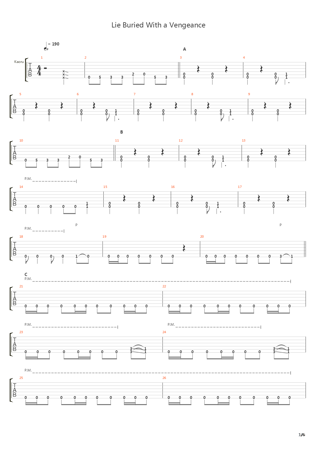 Lie Buried With A Vengeance吉他谱