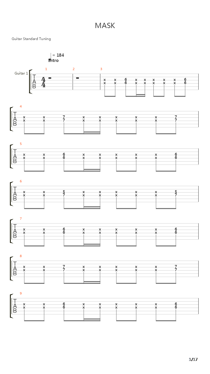 Mask吉他谱