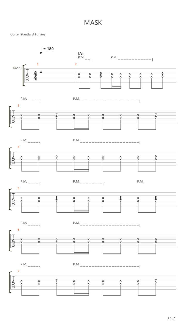 Mask吉他谱
