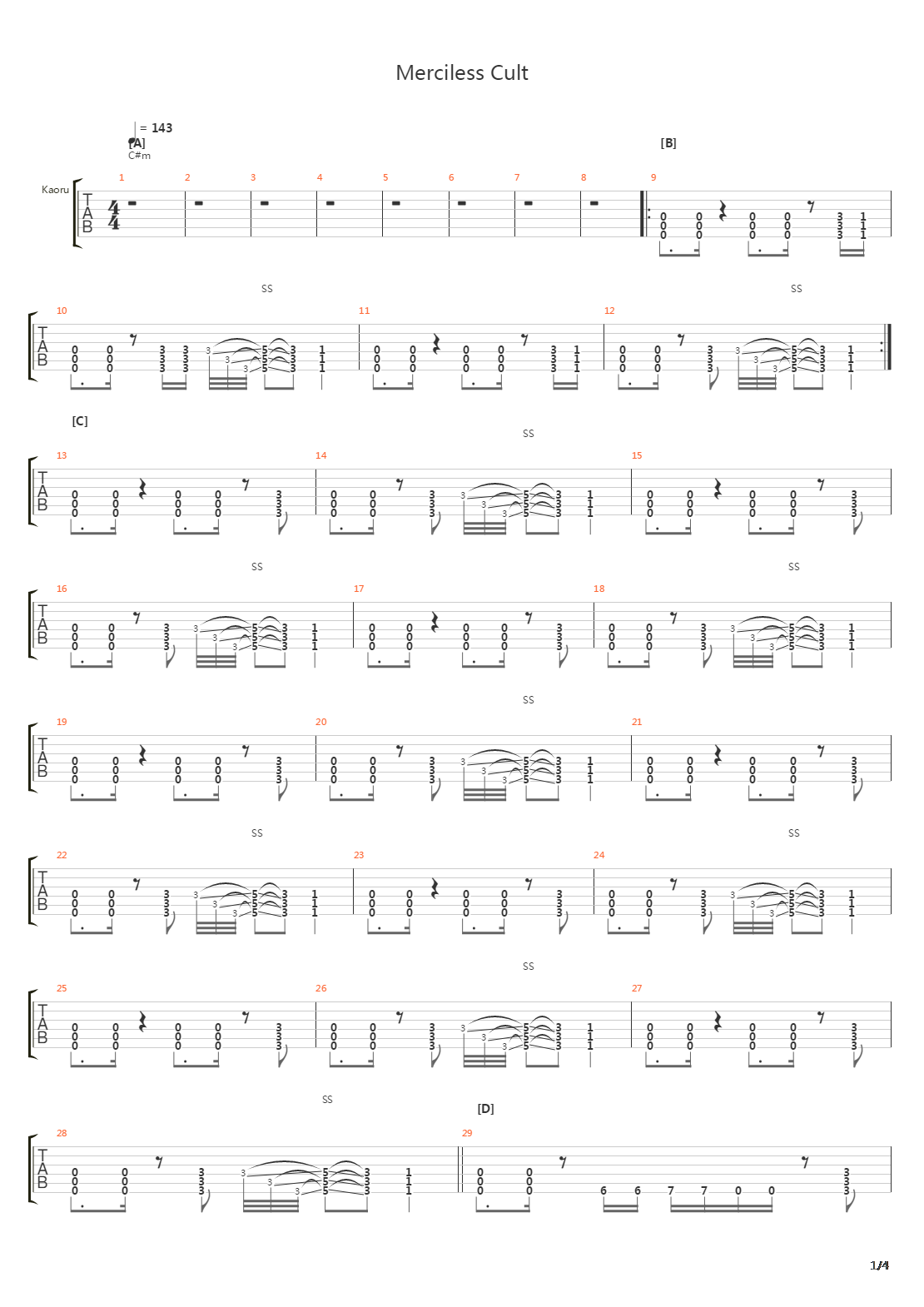 Merciless Cult吉他谱