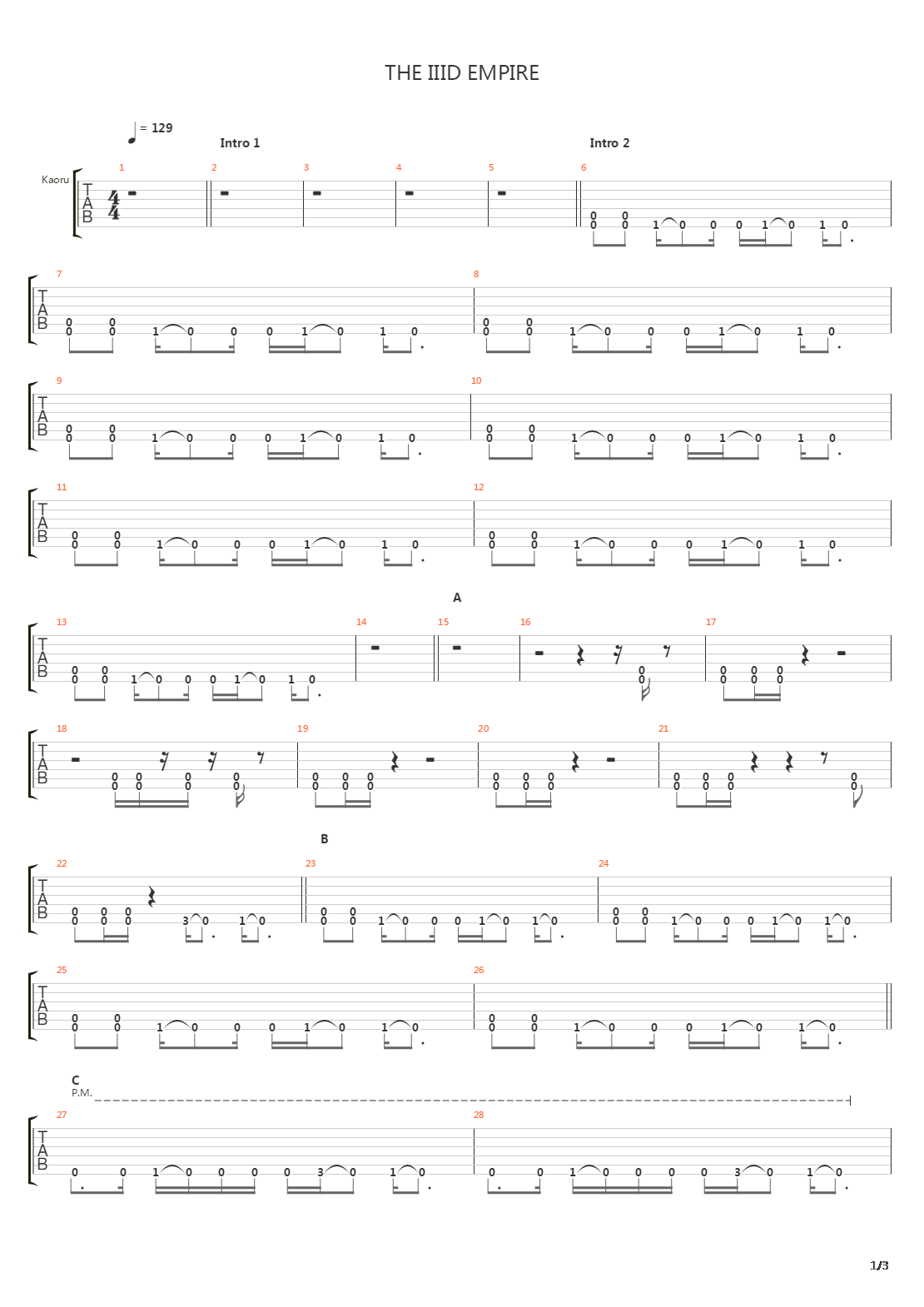 The Iii D Empire吉他谱