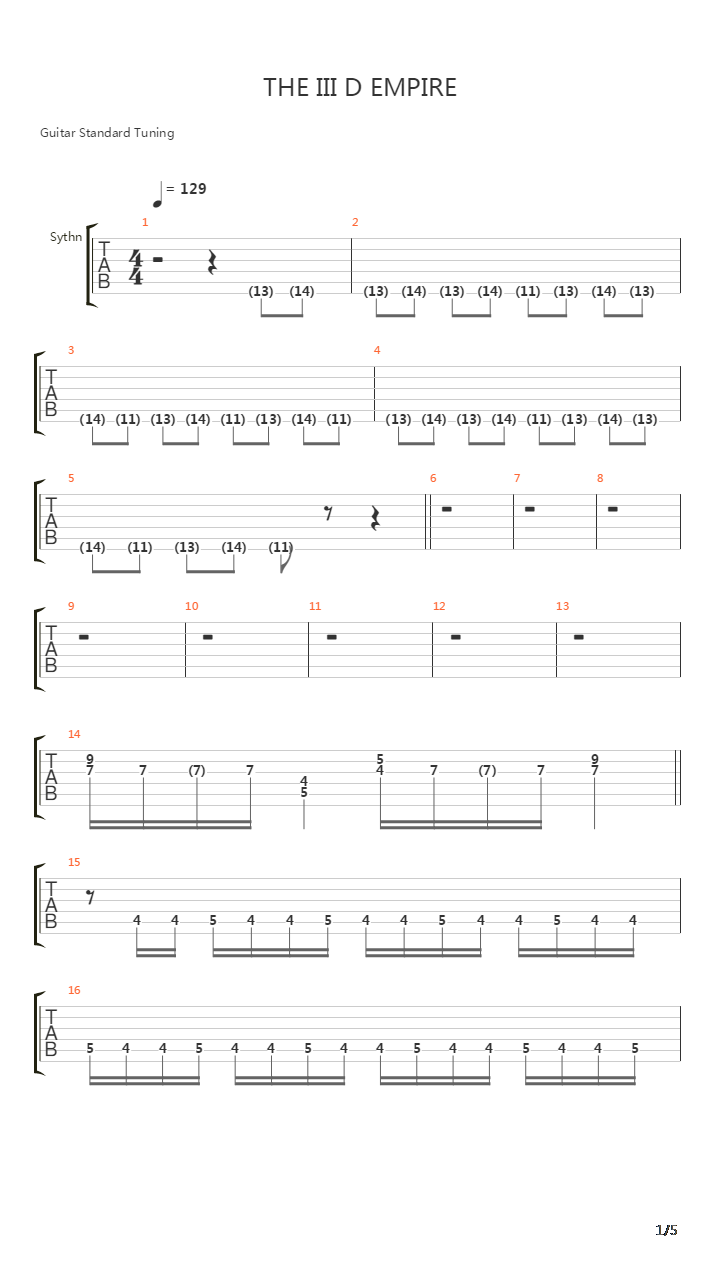 The Iii D Empire吉他谱