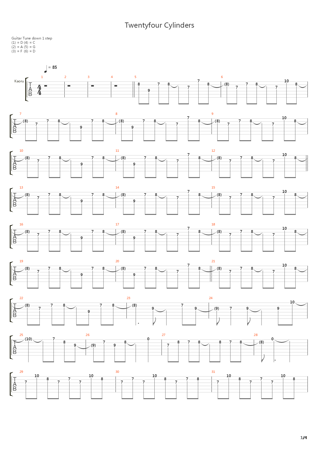 Twenty four Cylinders吉他谱