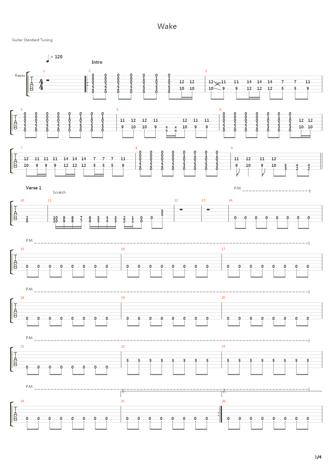 Wake(觉醒)吉他谱