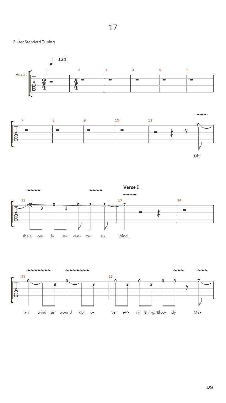 17吉他谱