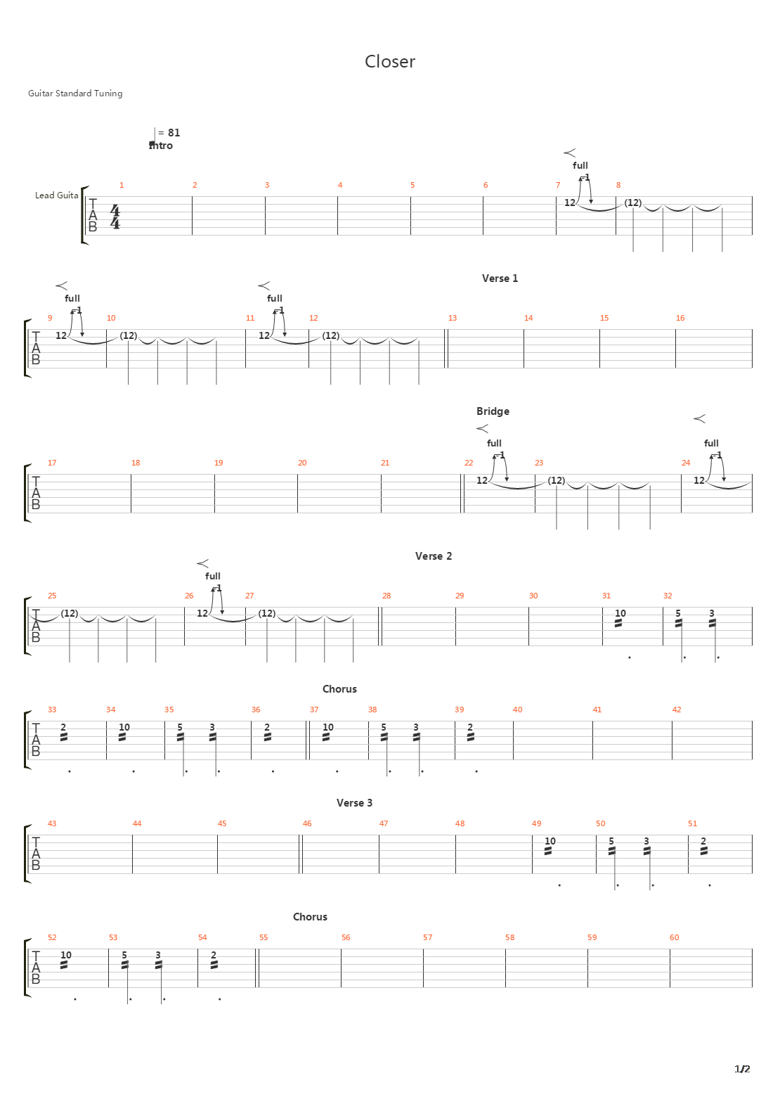 Closer吉他谱