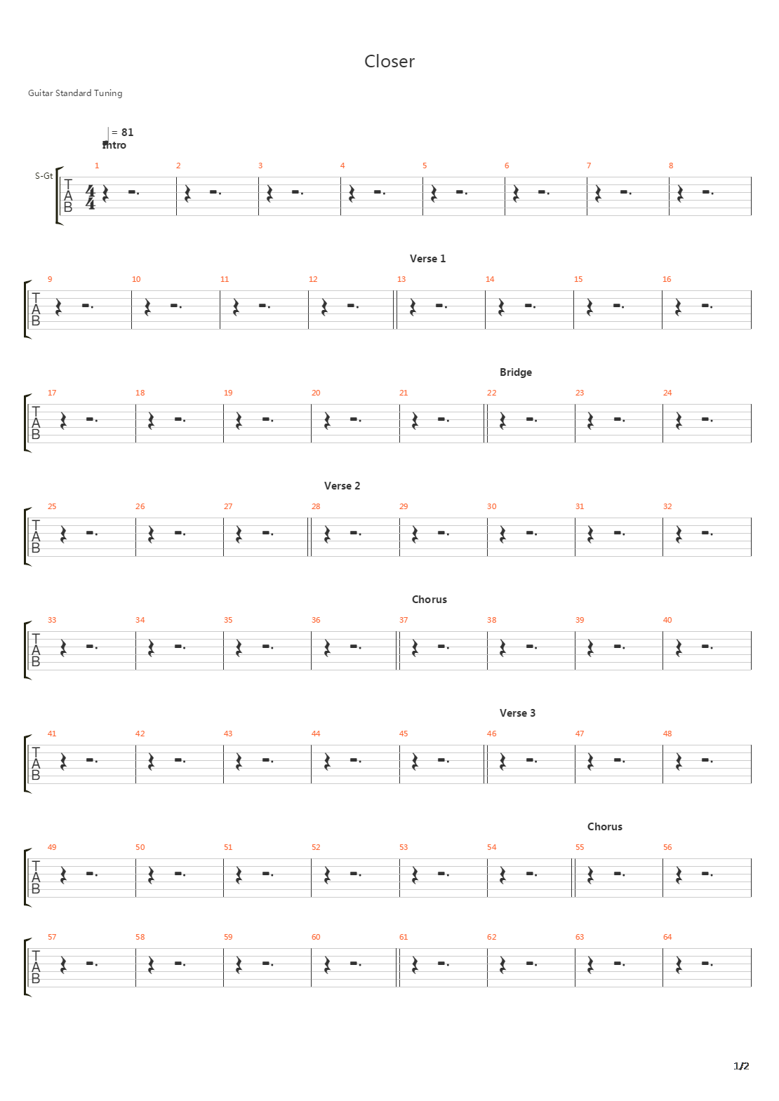Closer吉他谱