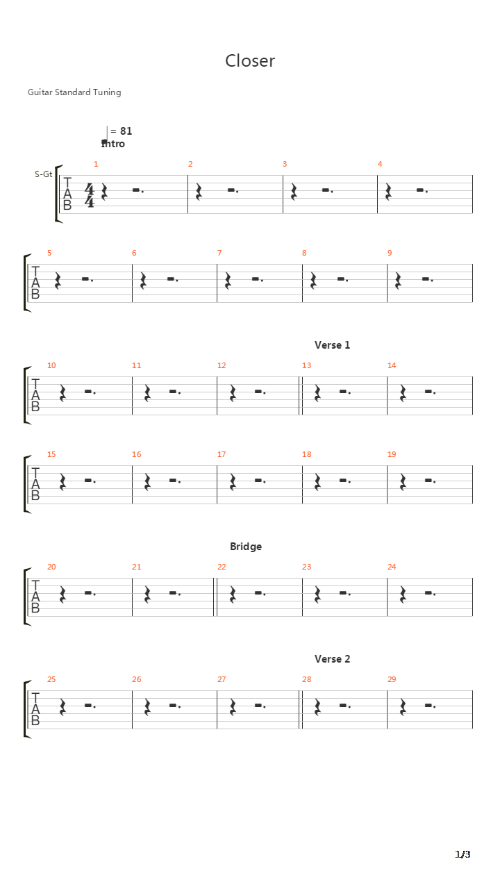 Closer吉他谱