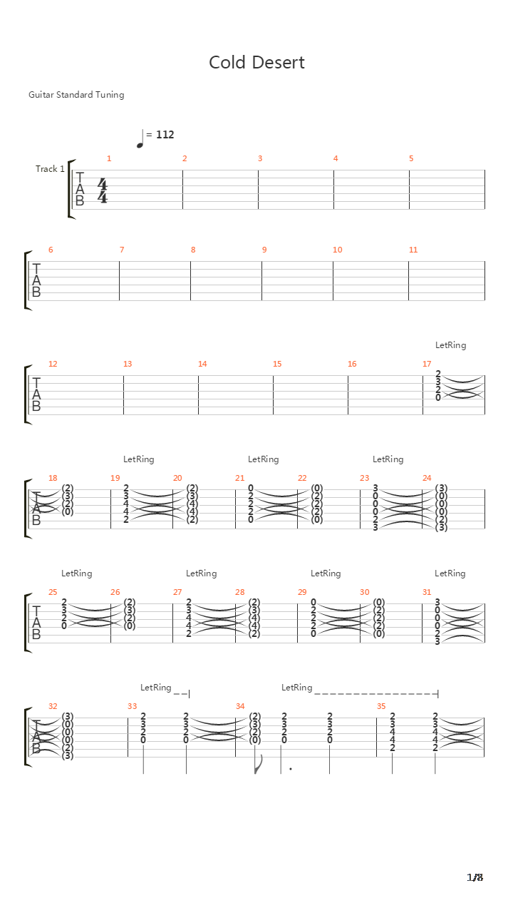 Cold Desert吉他谱