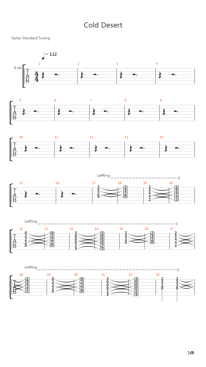 Cold Desert吉他谱