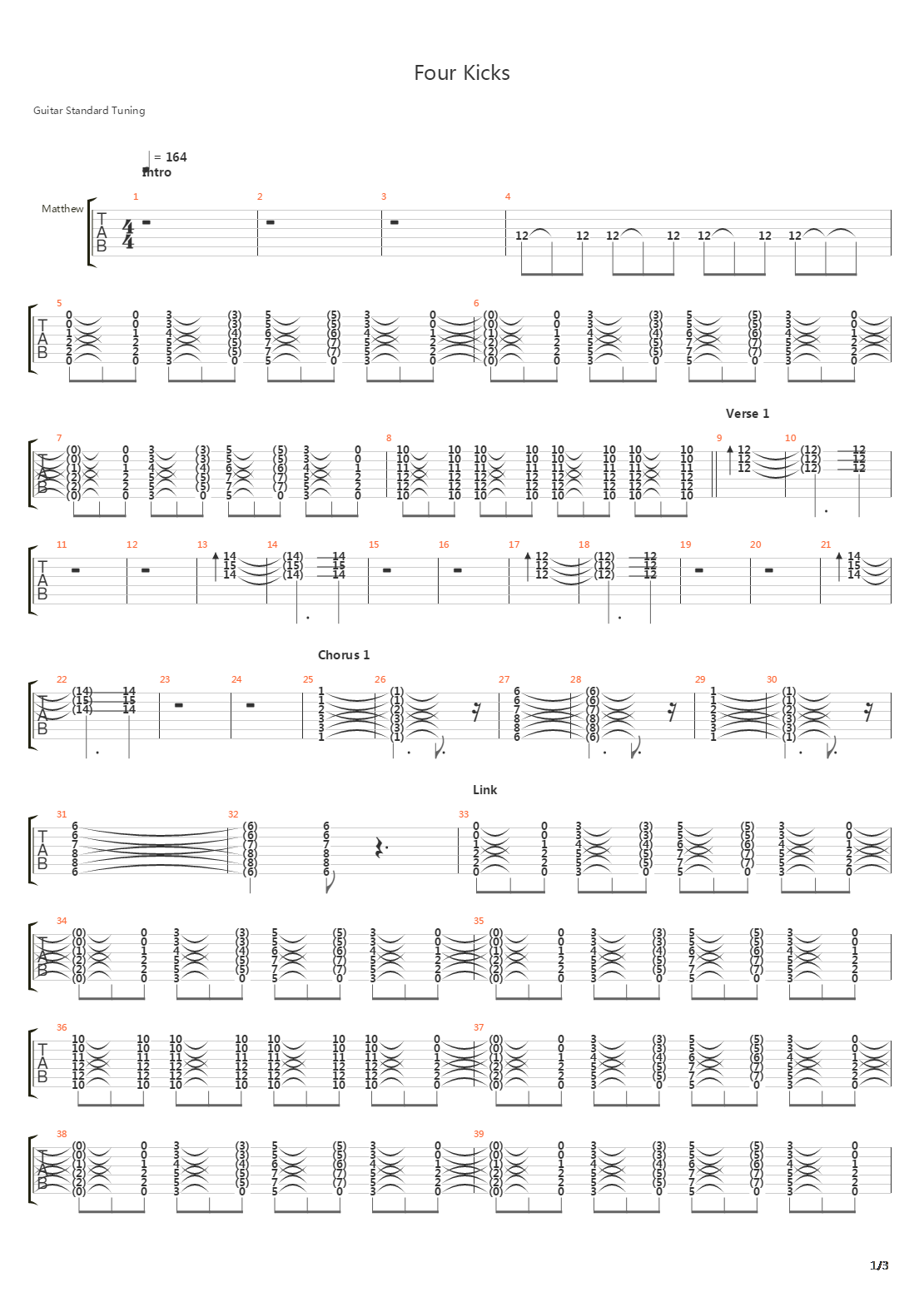 Four Kicks吉他谱