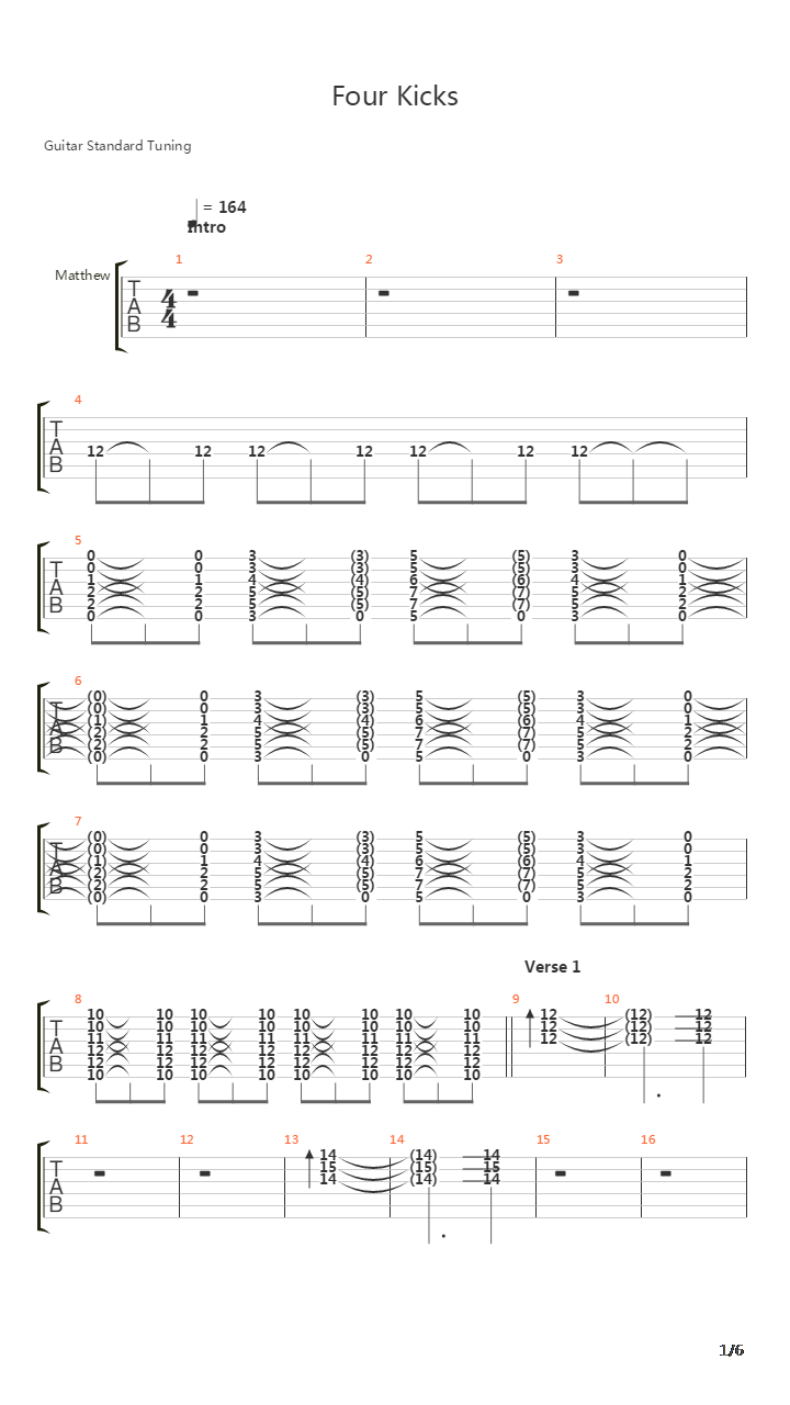 Four Kicks吉他谱