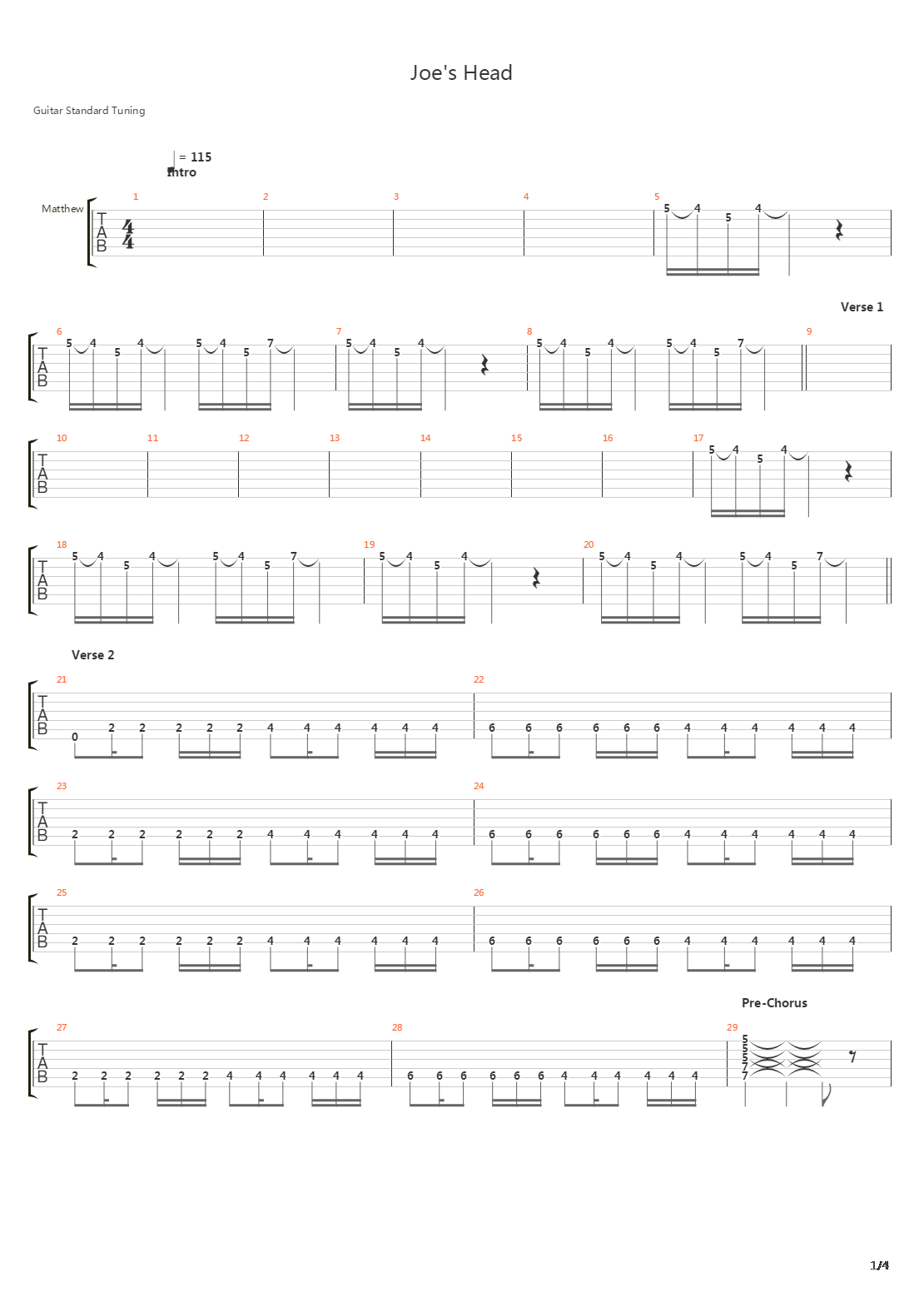 Joes Head吉他谱