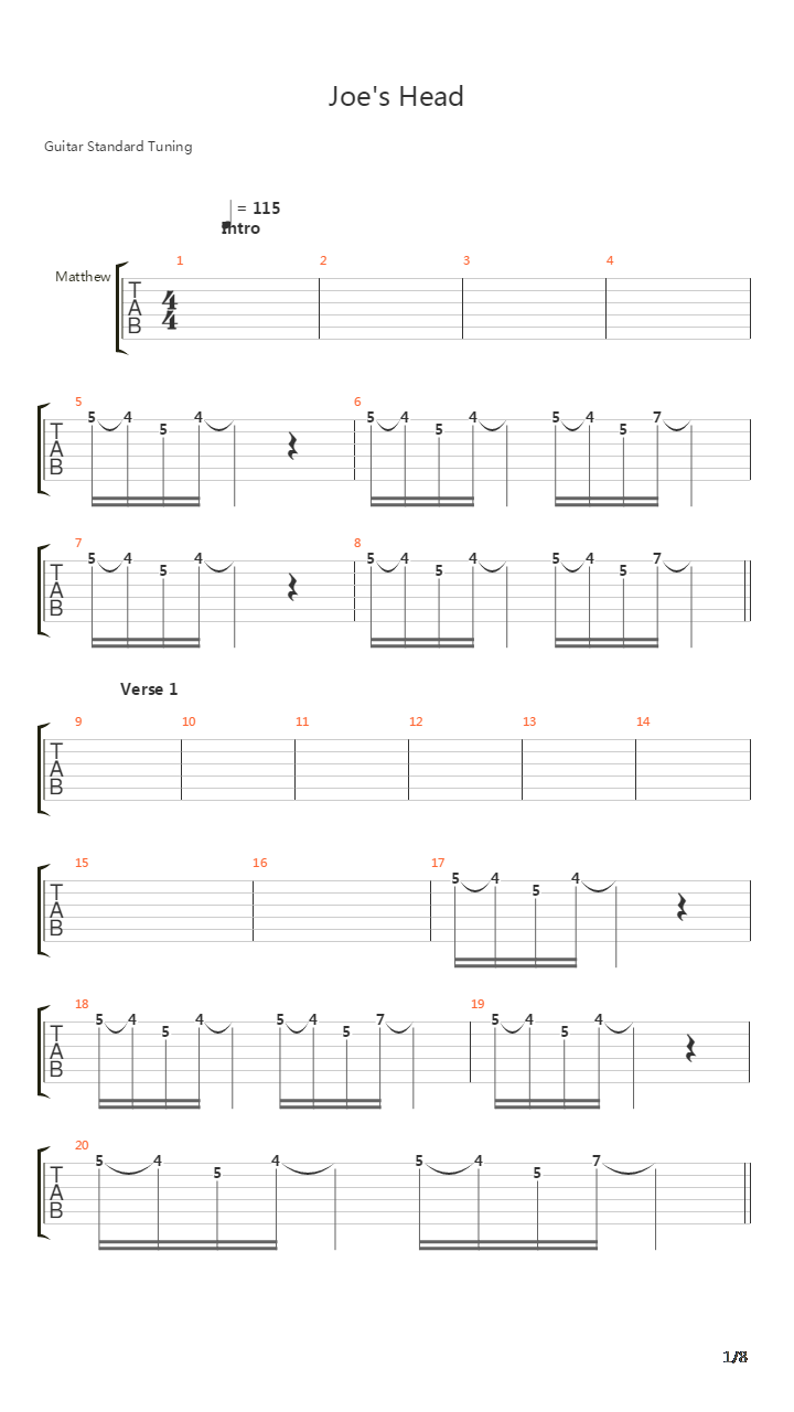 Joes Head吉他谱