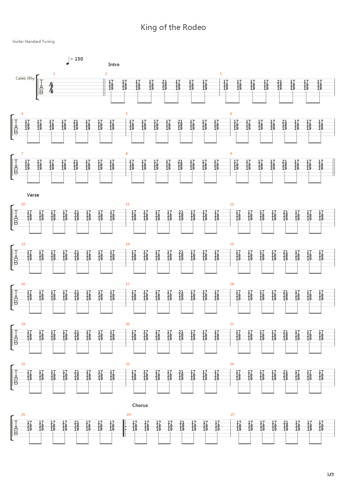 King Of The Rodeo吉他谱